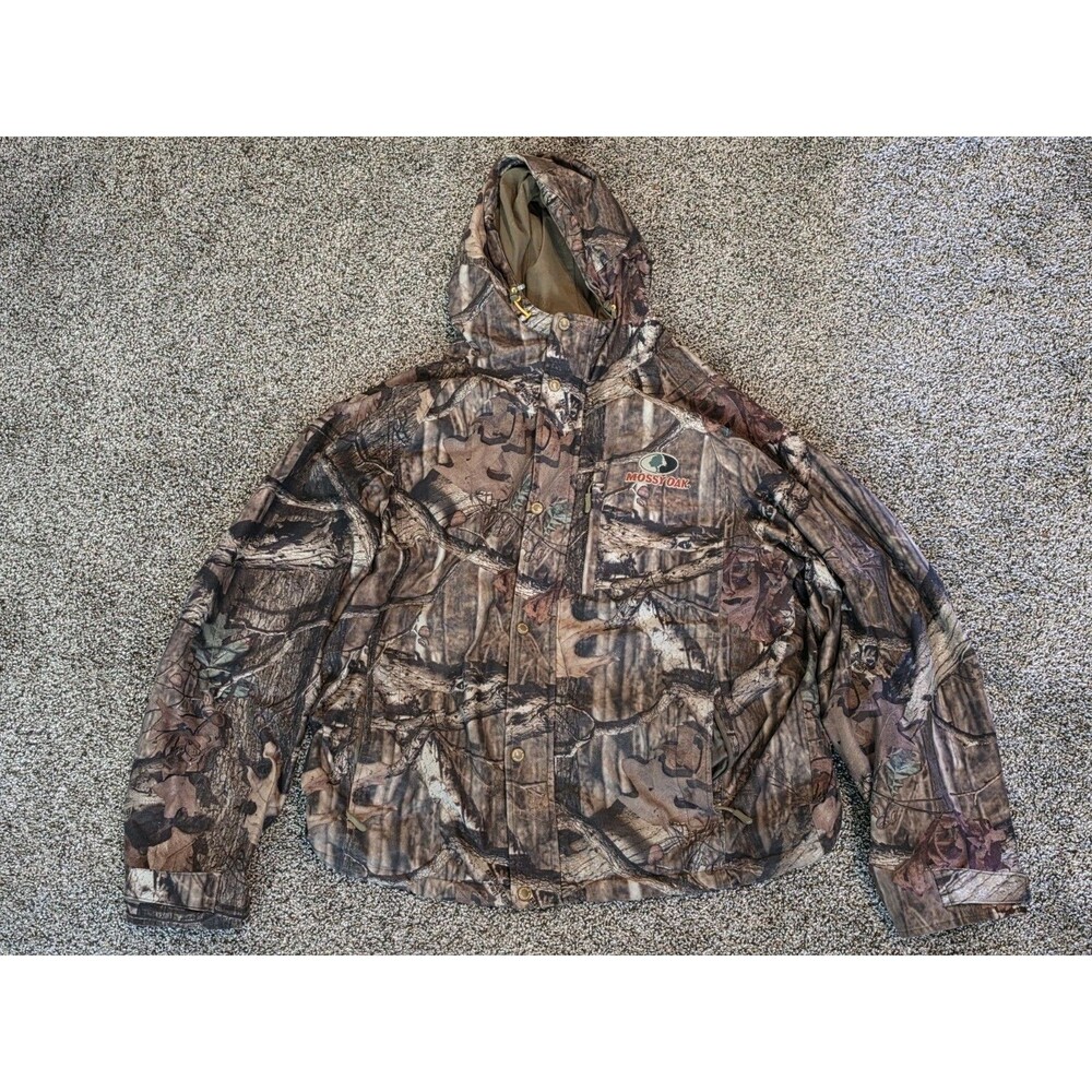 Vintage Mossy Oak Break-Up Infinity Camo Hooded Full Zip Jacket Mens Size XL